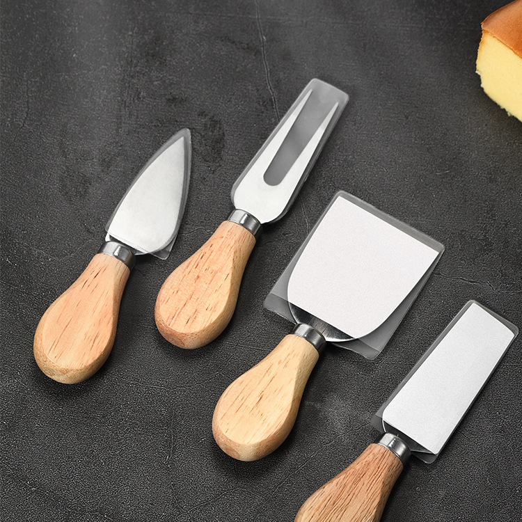 Manufacturer Direct Supply Wood Handle Cheese Knife Set Butter Cheese Knife Four-Piece Set Stainless Steel Cheese Knife Set Baking Tools