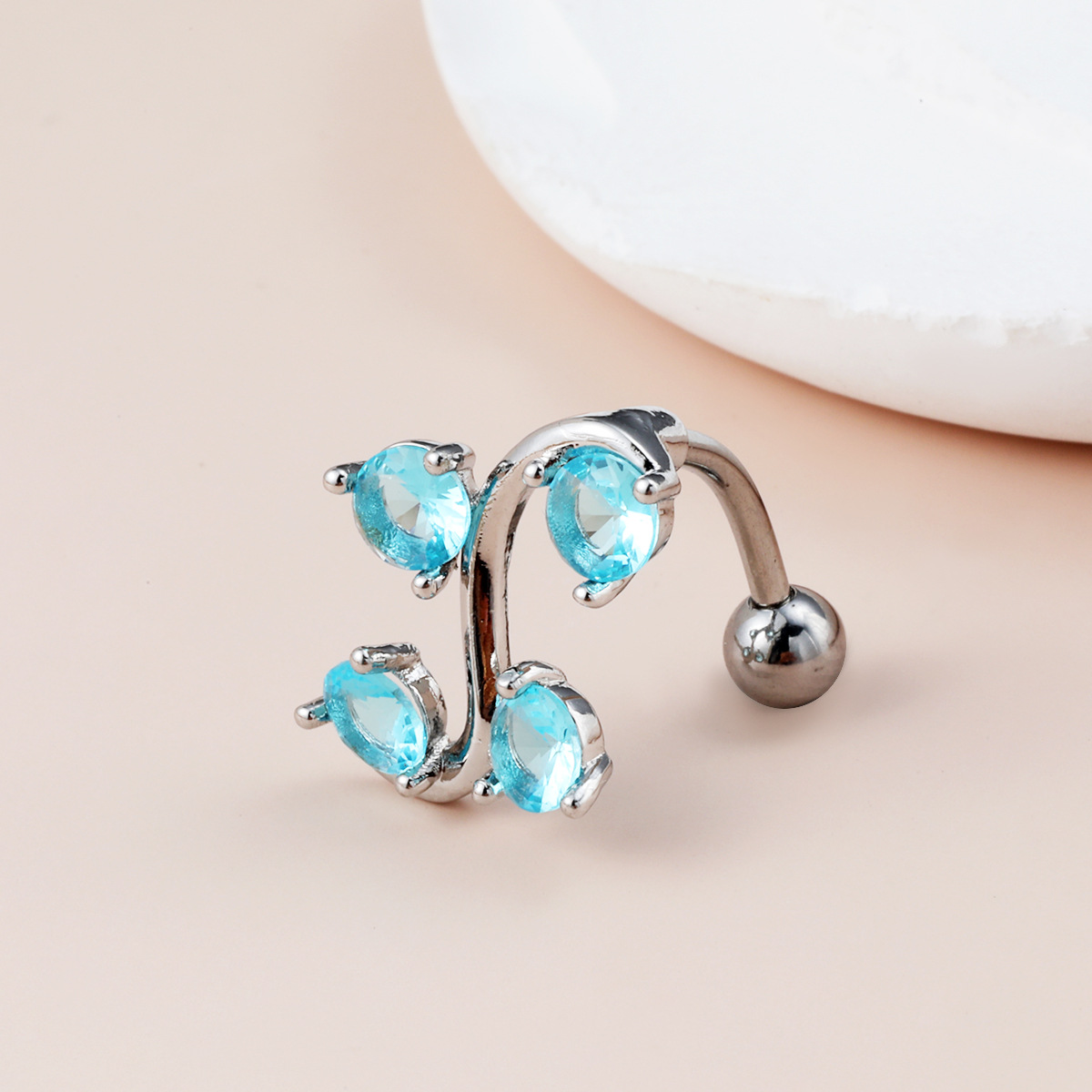 Sparkling Tree Branch Belly Button Ring With Diamonds Unique Style_voghion.com