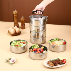 Wholesale Manufacturer Outdoor Thickened Large Capacity Heated Handheld Bento Box Student Stainless Steel Multi-layer Rice Bowl