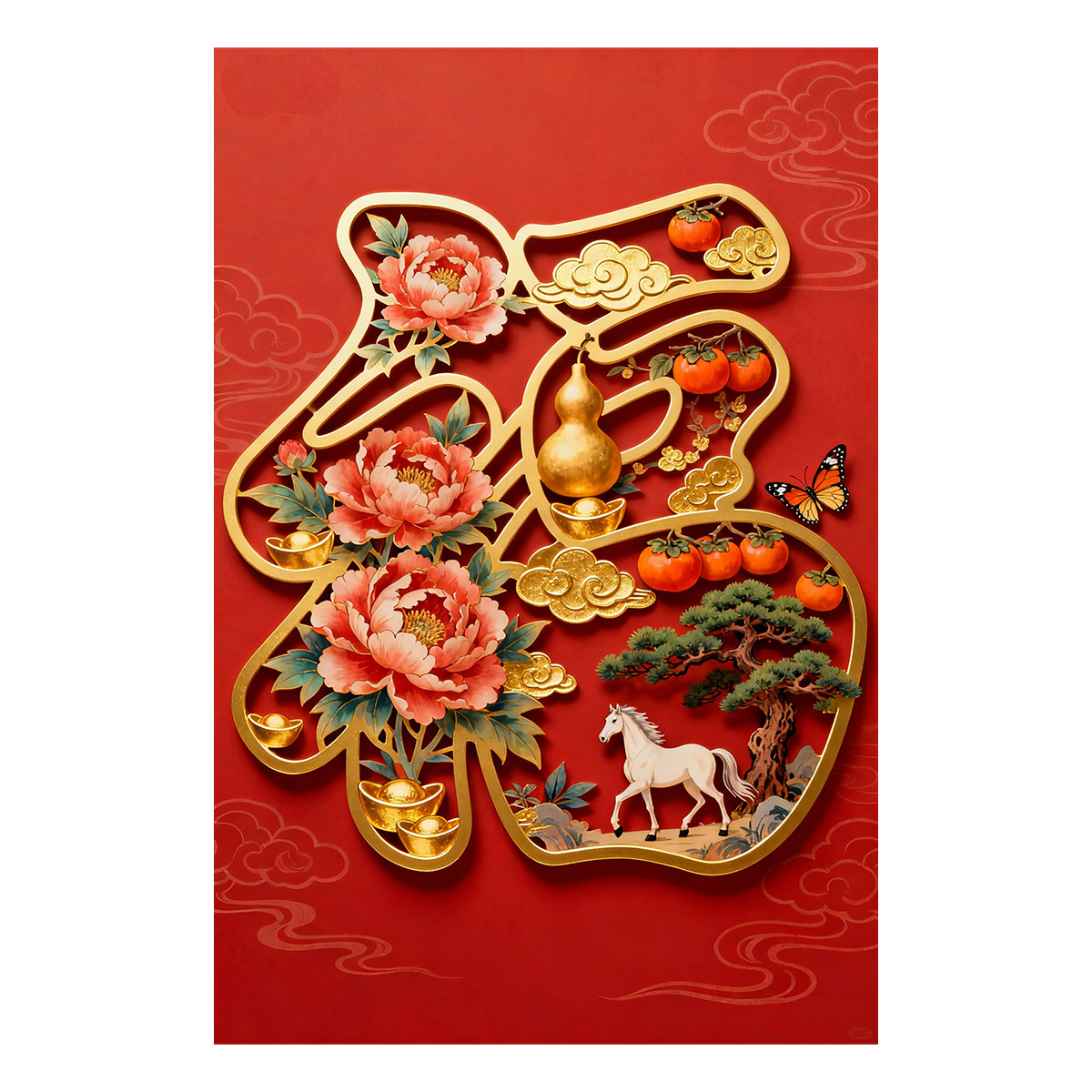 [Algodón importado] Mona Lisa real cruz de bordado de caballo de pintura tradicional china de Jinfu paisaje sala de estar bordado a mano