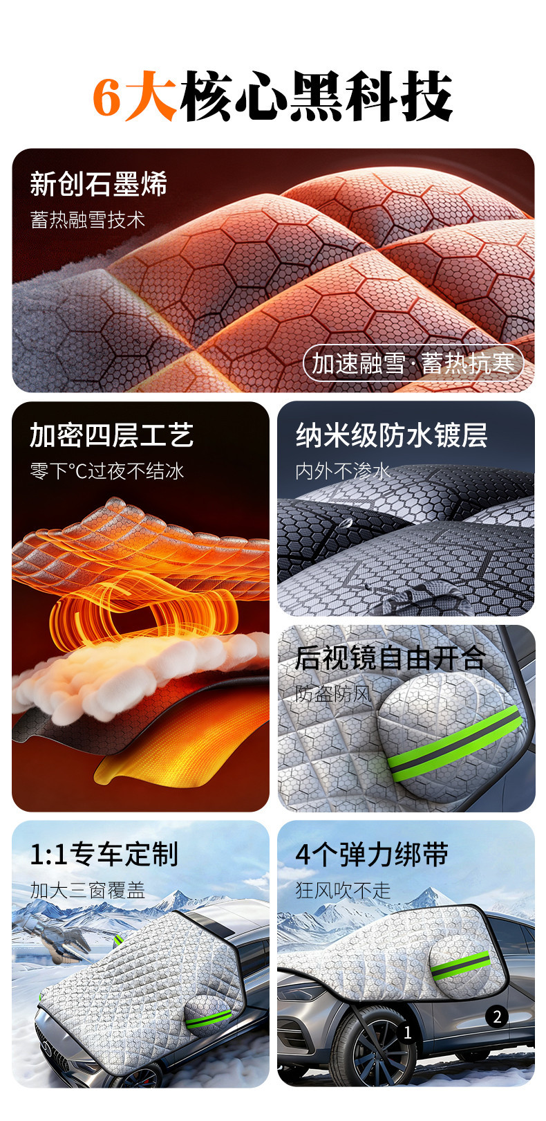 Car Snow Cover, Front Windshield Anti-Freeze Cover, Car Window Cover, Car Cover, Snow-Proof Windshield Cover Cloth, Thickeneded in Winter