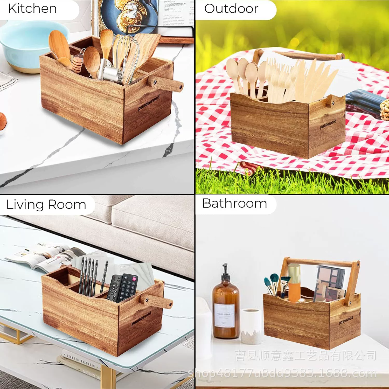 Деревянный ящик для хранения ножей и вилок Бытовая портативная стойка для хранения посуды для приправ Западная посуда Деревянный нож и вилка