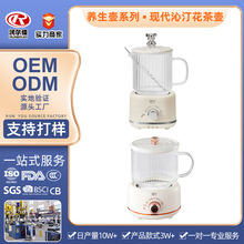 哇噢定制 现代沁汀花茶壶办公室炖煮电炖杯多功能玻璃养生壶