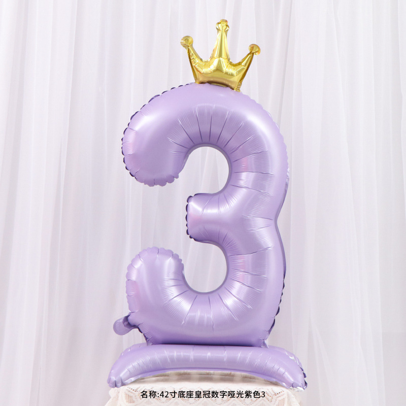 新款42寸站立皇冠数字蓝色粉色儿童宝宝周岁生日派对装饰铝膜气球|undefined