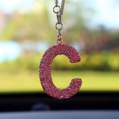 Bear Car Pendant Car Interior — Car hanging - c-letter-car-pendant-pink