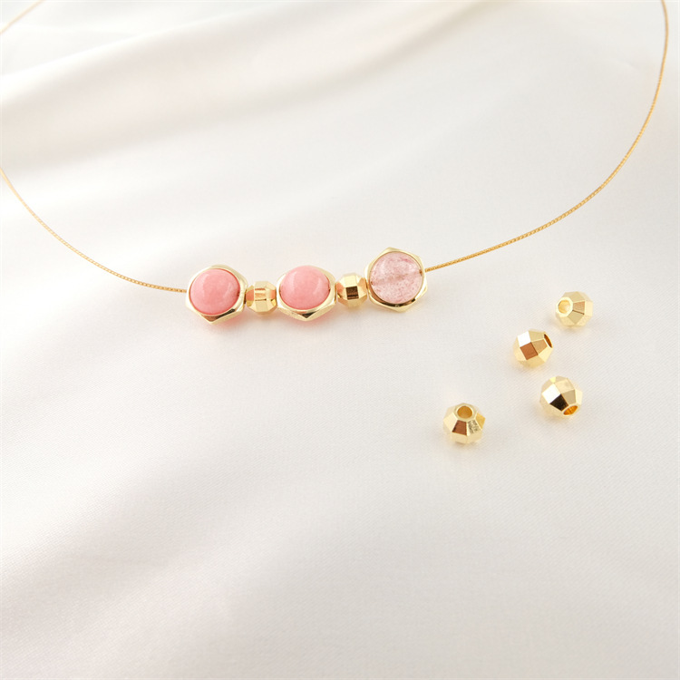 14K Gold-Plated Bouncy Beads, Strong Color Retention, Laser Beads, Auspicious Pattern Beads, Small Gold Beads, Beaded Bracelet, DIY Jewelry Accessories