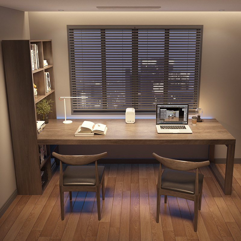 All Solid Wood Desk, Bookcase, Bookshelf, Integrated Home Desktop Office Computer Table, Study Table, Bedroom Wall Workbench