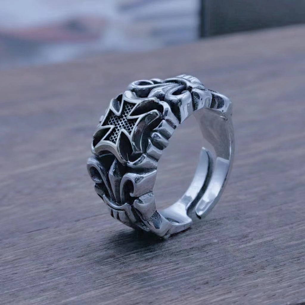 13g Weight Adjustable Ring Classification Adjustable Ring Size 1 Piece Quantity Daily, Street Occasion Alloy Material Cross Pattern Men's Gender Plating Design Retro Style Wholesale Jewelry Retro Cross Alloy Plating Adjustable Ring 10