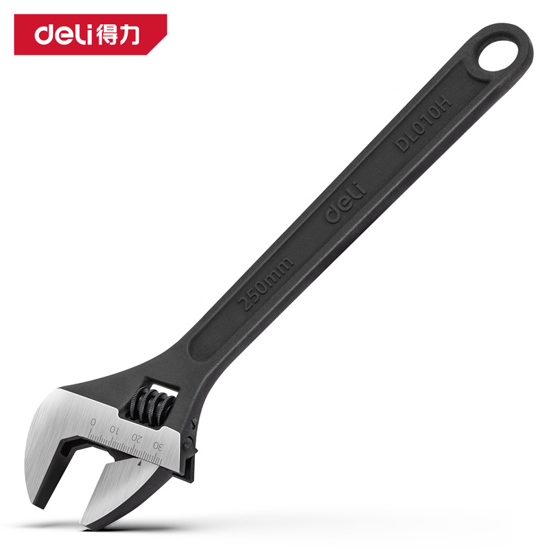 得力DL010H发黑活扳手10寸扳手汽修动扳子多功能加厚镭雕刻度