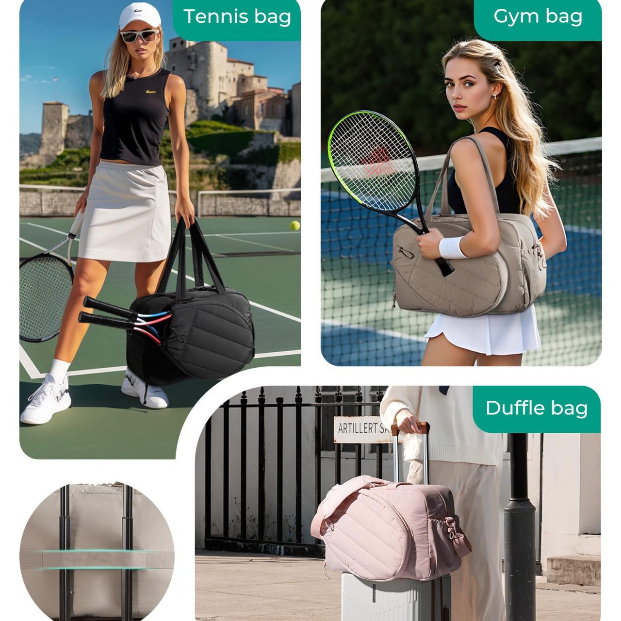 Nuevo bolso de tenis transfronterizo bolso de viaje esponjoso bolso de raqueta de bádminton deportiva bolso de almacenamiento ligero de color sólido