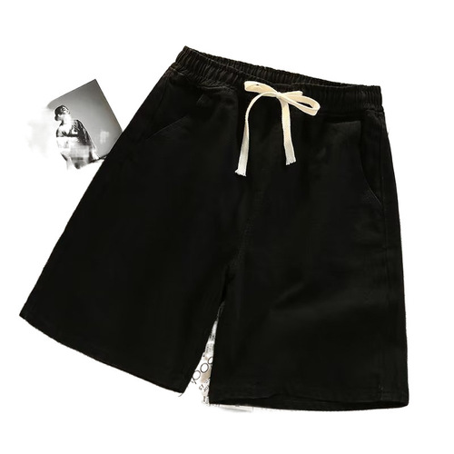 Summer Denim Shorts for Men, Loose-Fit, Cropped Style—Japanese & Hong Kong-Style, Trendy Streetwear Brand, Casual Wide-Leg Mid-Length Pants—Cross-Border Selection