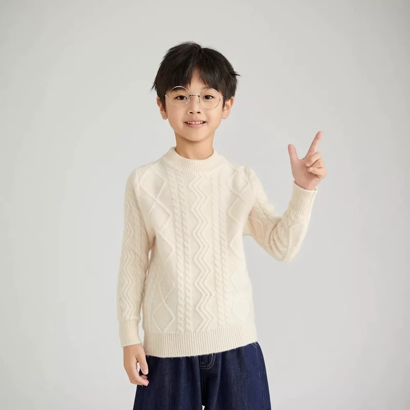 Шерстяной demi-season knitted свитер для мужчин и женщин, детская одежда, высокий воротник, увеличенная толщина