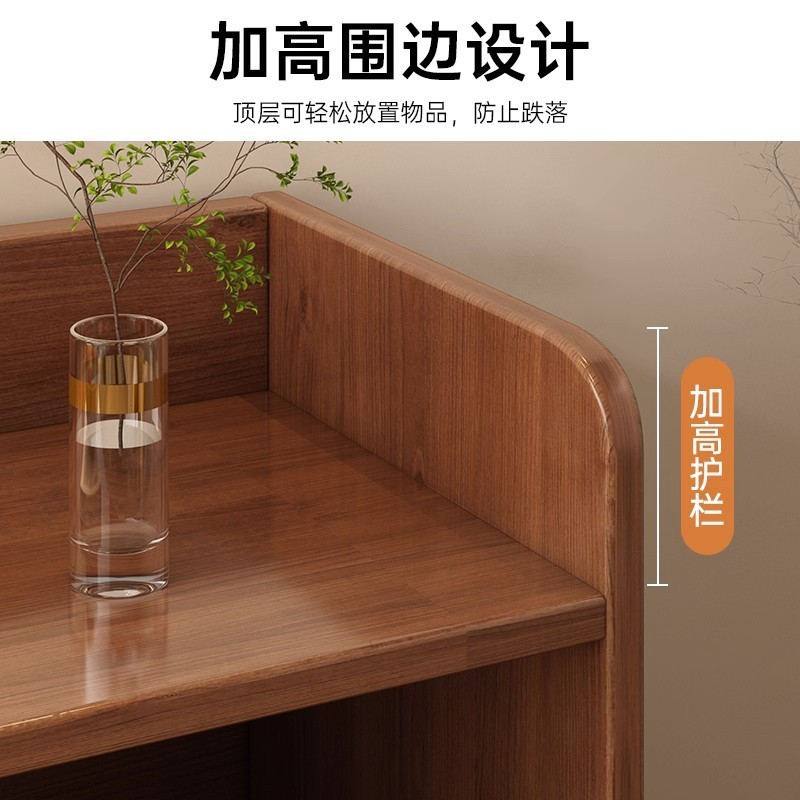 书柜储物收纳柜客厅落地置物柜靠墙飘窗柜茶水边柜胡桃色书架矮柜|undefined
