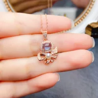 Новый натуральный топазовый кулон S925 Серебряный инкрустированный основной камень 5*7 мм