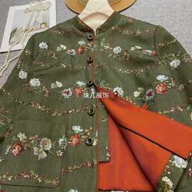 外套颜色撞色绣花珠片重工南油流行面料厚实牛仔深圳新