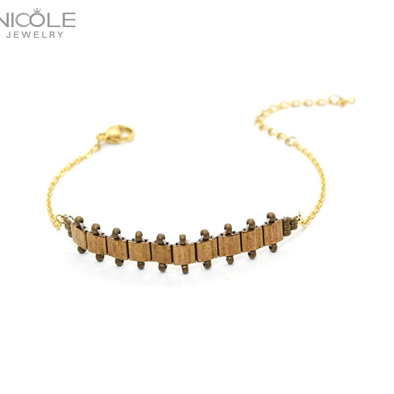 Nuevo lanzamiento de producto: Pulsera DIY de cuentas de arroz para mujer, elegante, sencilla, hecha a mano, accesorios de verano, tejida a mano