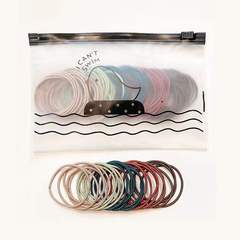 韓版簡約橡皮筋發繩頭繩高彈力混色髮飾拉鏈袋裝發圈女一件代發