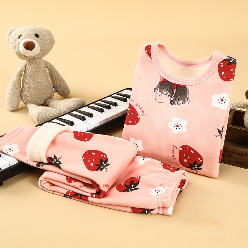 Traje de ropa interior térmica para niños con forro polar engrosado invierno niños bebés niños ropa de otoño pantalones largos ropa de abrigo para niñas traje