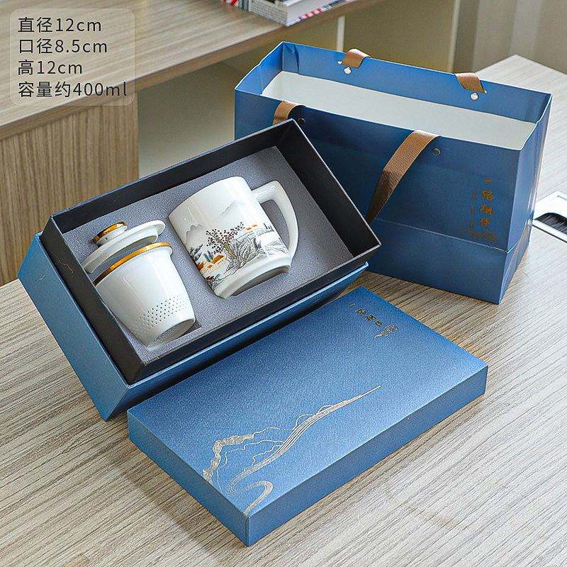 ティーカップ陶磁器茶水分離水カップ泡カップ事務カップ個人カップフィルターマグカップ付きお土産ロゴ|undefined