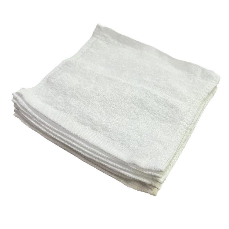 Bulk 15*15 small square cotton towels for hotels, restaurants, KTVs, and aviation, white hand towels with embroidered logo