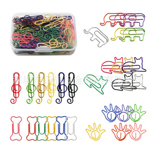 Cross-border color metal animal shaped paper clip creative modeling paper clip office bookmark box set