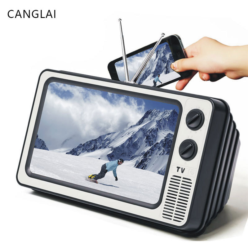 Blue Light Desktop Mobile Phone Holder Creative Retro Tv Mobile Phone Screen Amplifier Student Tv Drama Watching Stand