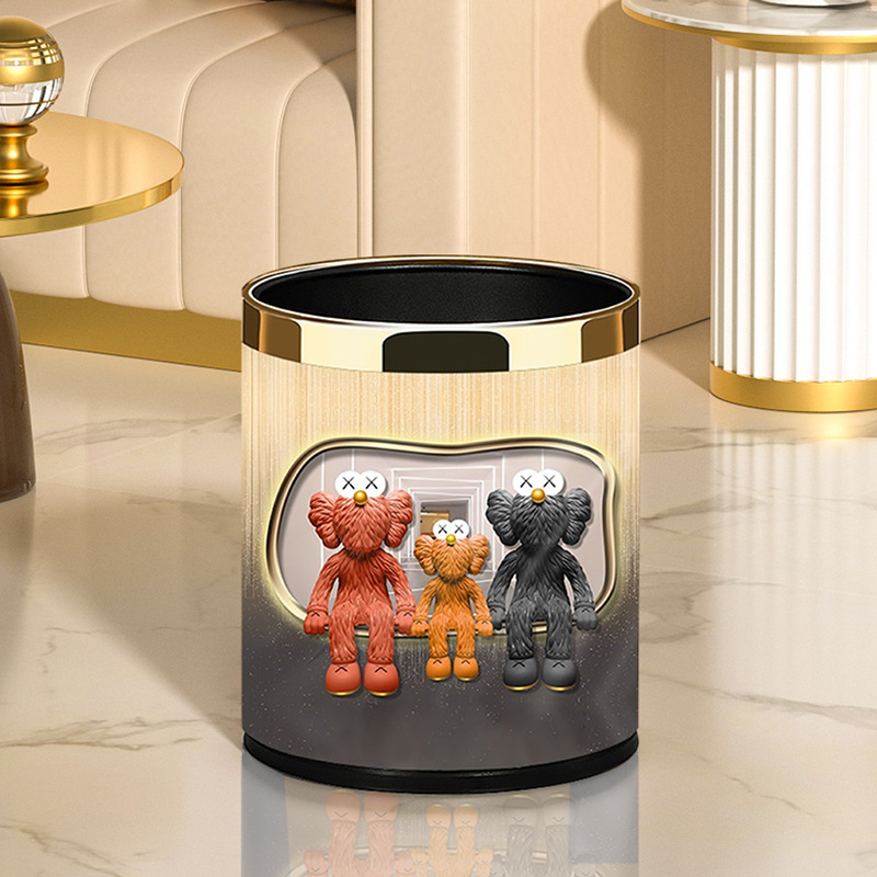 Trash Can Large Capacity Bathroom Living Room Office Household Uncovered Double Layer Simple Fashionable Brand Doll KAWS Trash Basket