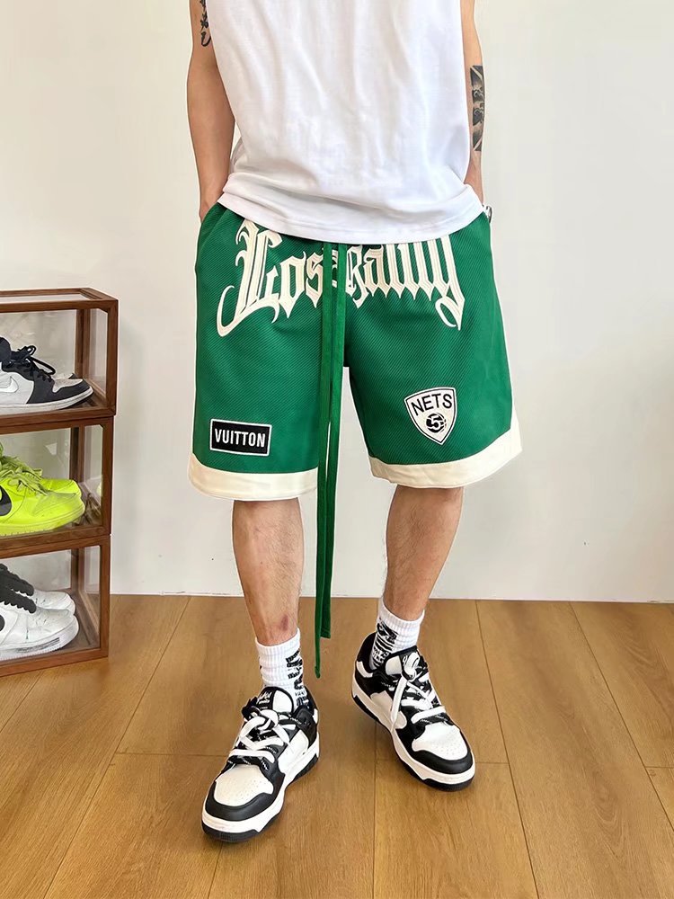 Pantalones cortos de baloncesto americano de los hombres de verano de entrenamiento Delgado Deportes quinto pantalones de la calle hip hop marca de moda bordado pantalones sueltos