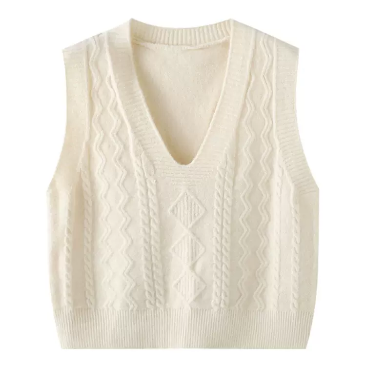 2025秋冬V领针织马甲套头休闲学院风无袖毛衣女时尚上衣背心百搭