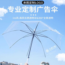 自动彩色透明伞长柄透明雨伞地摊婚庆礼品伞一次性批发定制广告伞