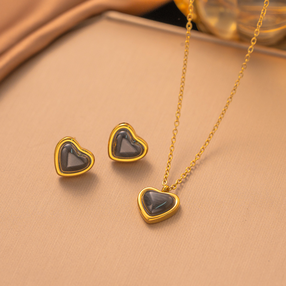 Juego de joyería de acero de titanio 2023 – collar, aretes, de alta gama, venta al por mayor