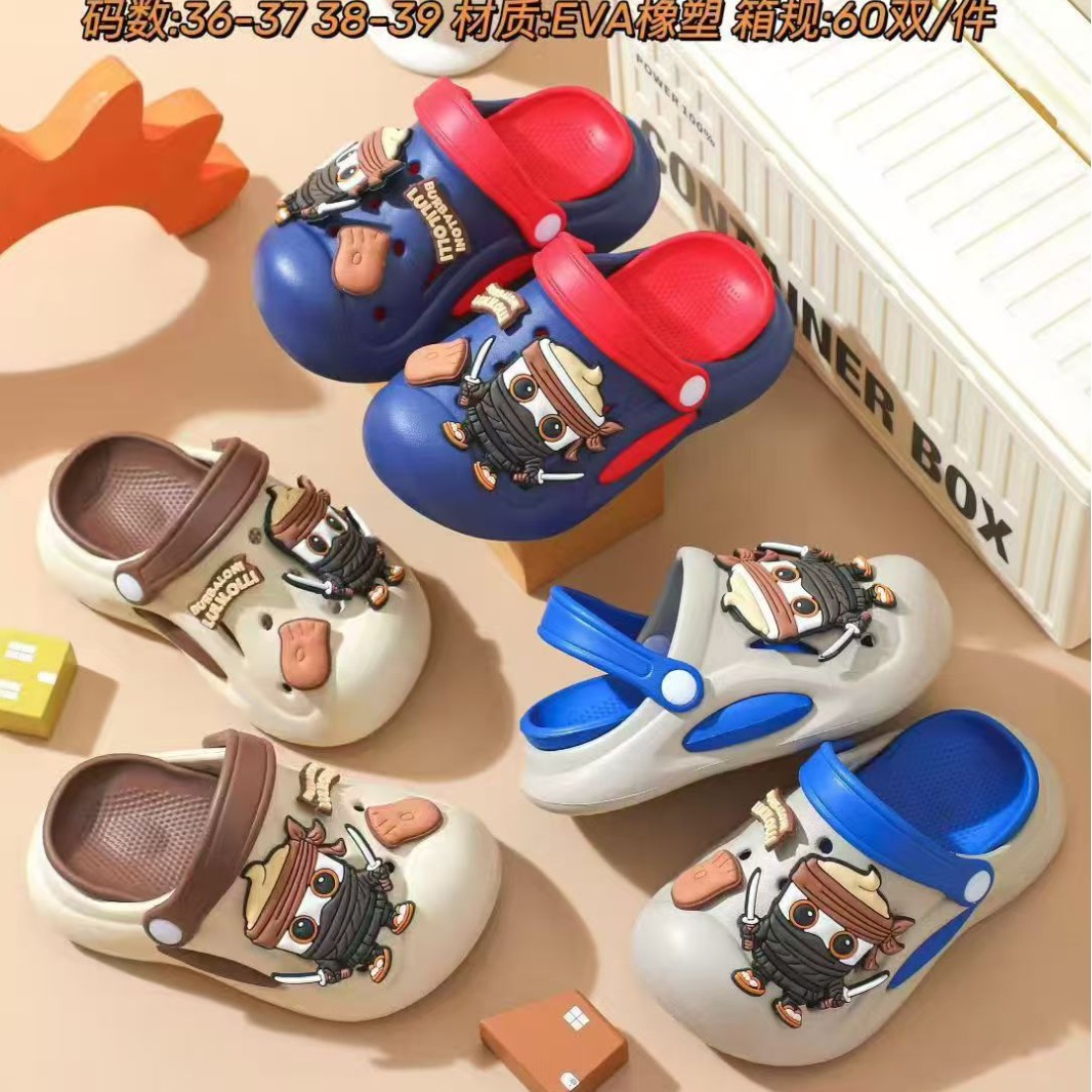 Cute Thick-Soled Two-Color Detachable Kidsren's Clogs Eva Cartoon Non-Slip Extra Large Kidsren's Toe-Toe Slippers for Boys