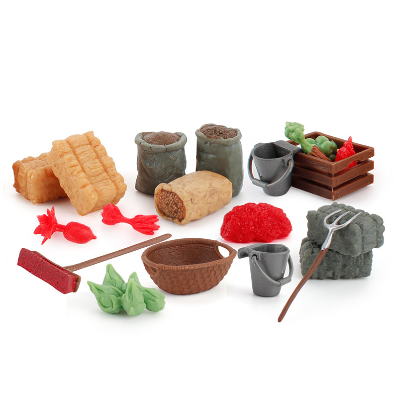 Transfronteriza simulación de escritorio granja escena bandeja de arena accesorios modelo vegetal y fruta Valle carro adornos creativos