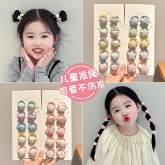 2025新款布艺彩色爱心五角星发圈儿童小号拇指发绳女童扎丸子头绳