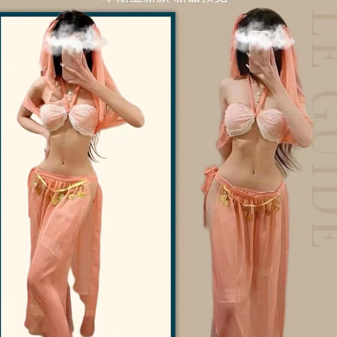 Court Pure Desire Hanfu Lingerie Set with Veil, Bandeau, Skirt and Panties — detail image 12
