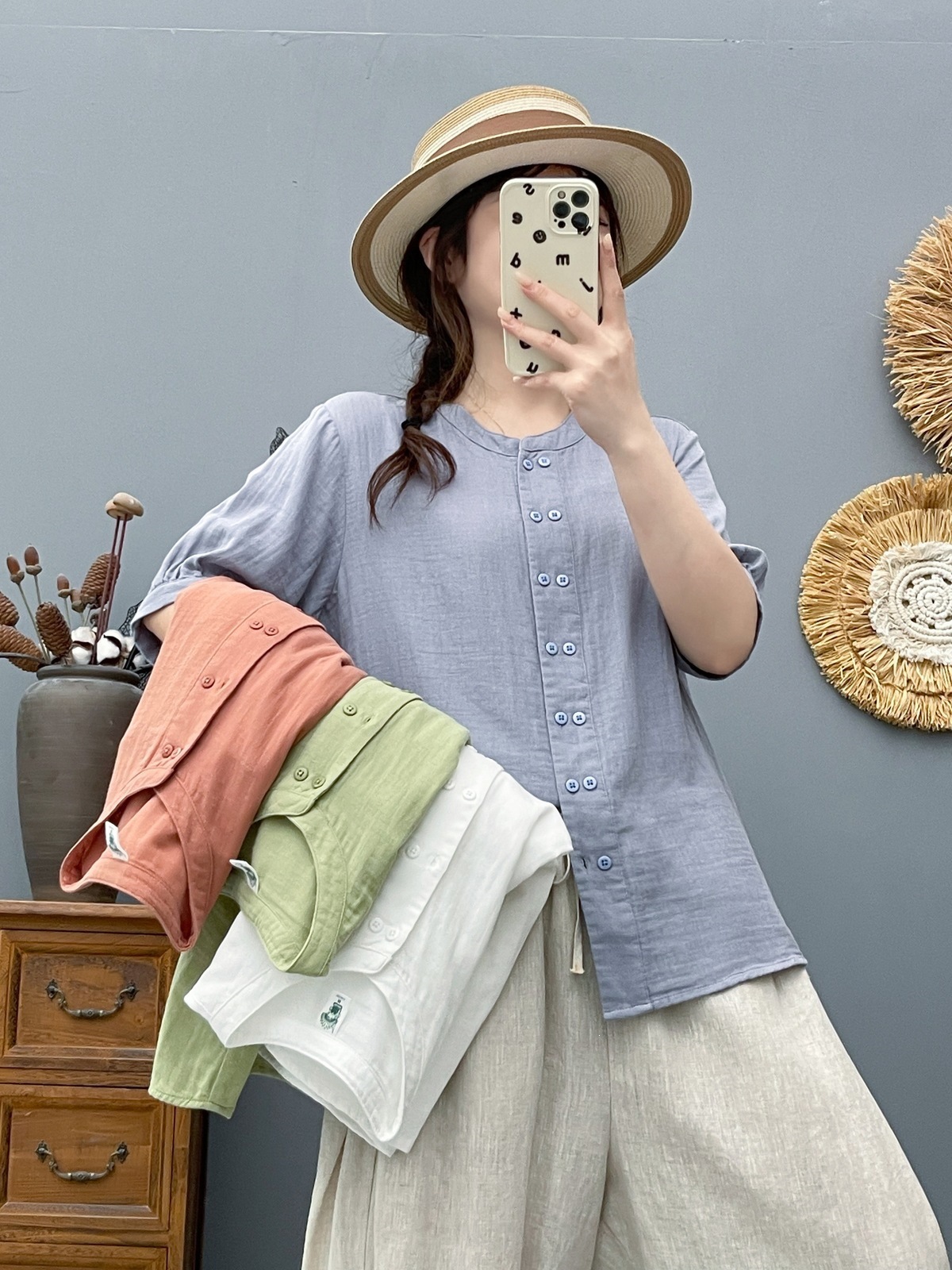 Breathable summer solid shirt for leisure