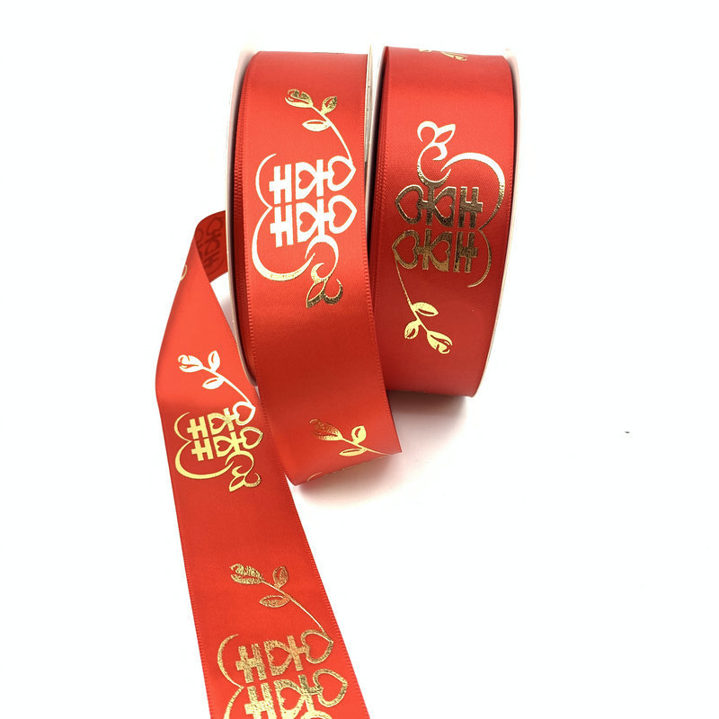 Cinta de estampado en caliente festiva roja de 4CM acompañante de boda cinta de regalo Shoubi Nanshan caja de azúcar caja de regalo embalaje