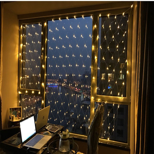 Christmas fishing net LED grid small colorful lights flashing string lights starry colorful waterproof decorative lawn shrub net lights