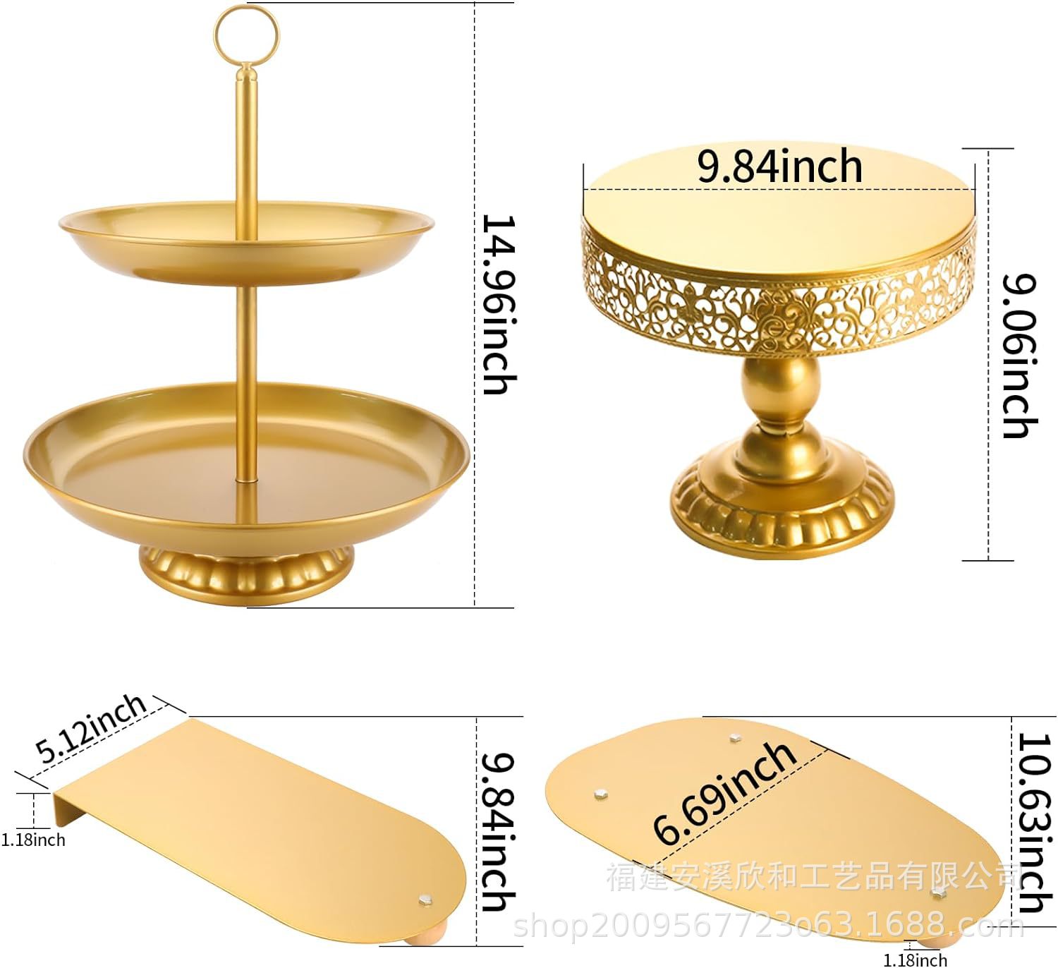 Estante de pastel europeo de hierro forjado conjunto de decoración de boda postres tienda de bocadillos estante de baile prop bandeja de pastel