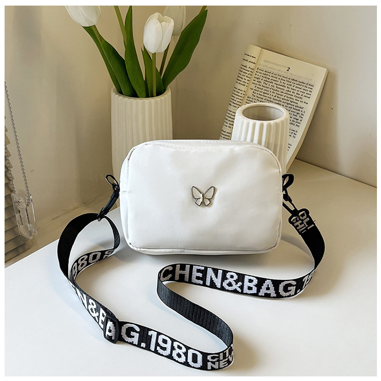 wholesale elegant butterfly simple small bag women's nylon cloth wide shoulder strap underarm bag casual shoulder solid color crossbody bag undefined
