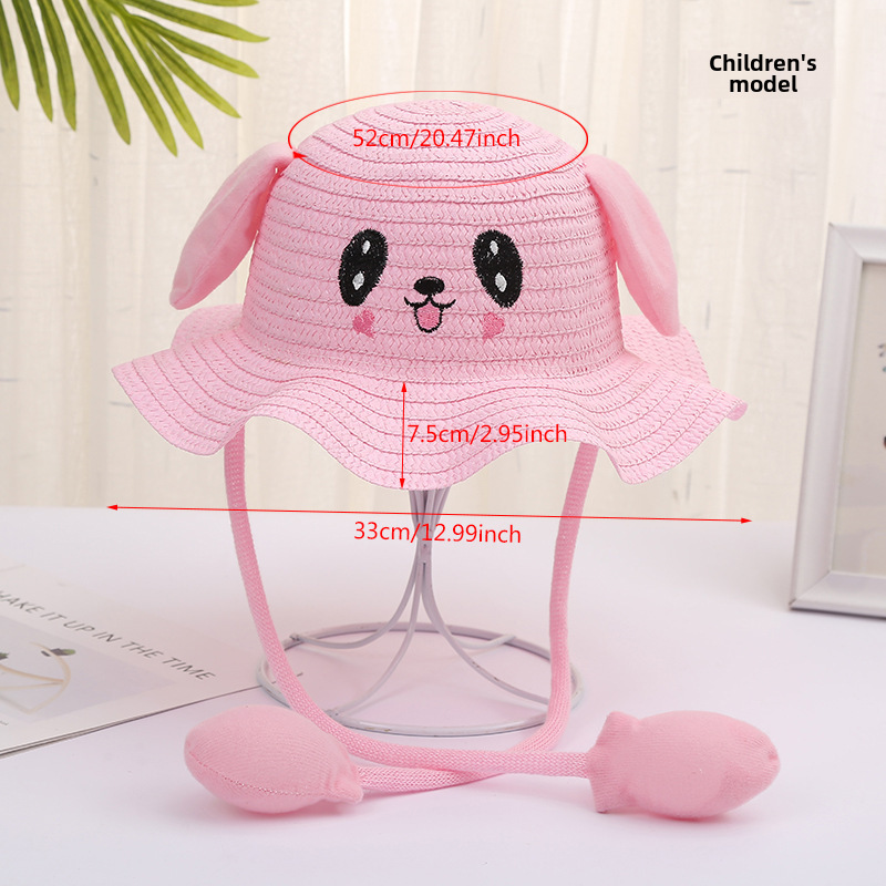 Scuoti le stesse orecchie da coniglio in movimento cappello per bambini carino airbag cartone animato cappello di paglia per bambini cappello da viaggio estivo cappello da sole_voghion.com
