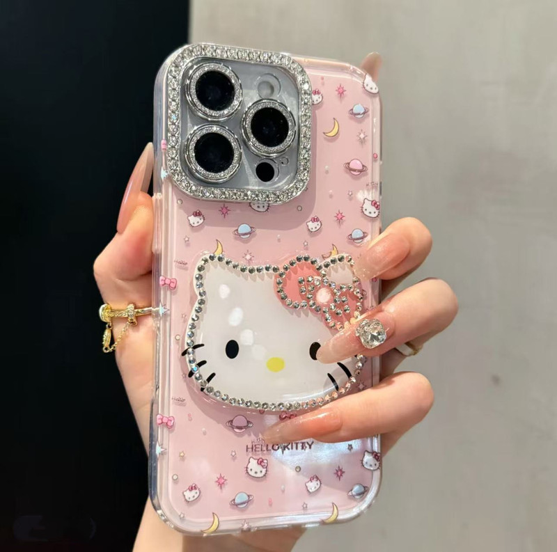 High-Looking New Stereo Cat Diamond-Encrusted Iphone16Promax Apple 15 Mobile Phone Case 14 New Style 13