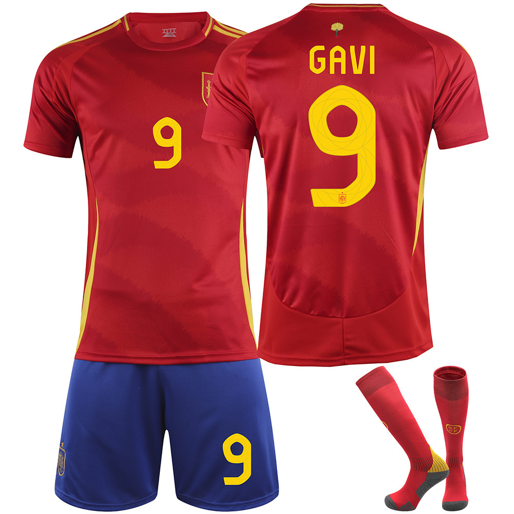 thumbnail image 1 of 24 Camiseta de la Copa de Europa de España No. 19 Yamal 26 Pedri 7 Morata No. 9 Traje de camiseta de fútbol Garvey, 1 of 5