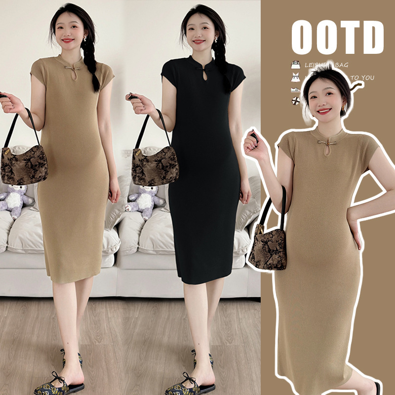 Fashionable elegant long summer cheongsam for pregnant
