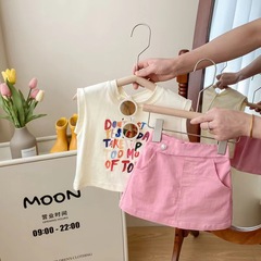 Girls Summer Suit Casual 2023 New Children's Style Korean Version Baby Girl Summer Suit Fashionable Skirt Two-piece Set