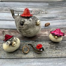 天然刺鱼气鼓鱼河豚鱼标本刺豚河豚挂件批发沙滩礼物海边工艺珊瑚