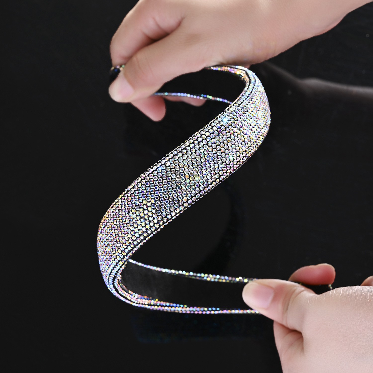Nueva esponja de diamantes de imitación de diadema completa europea y americana transfronteriza con accesorios para el cabello de moda roja neta accesorios para el cabello de la banda para el cabello de las mujeres