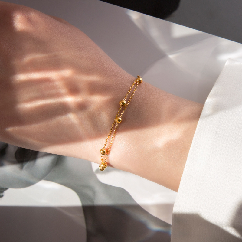 Europe and the United States cross-border hot-selling bracelet jewelry fashion simple versatile round bead chain niche design personality geometric ladies Europe and the United States cross-border hot-selling bracelet jewelry fashion simple versatile round bead chain niche design personality geometric ladies