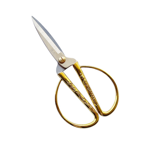 Jinda Qiangren stainless steel dragon and phoenix alloy scissors household handmade scissors wedding festive opening ribbon cutting tailor scissors