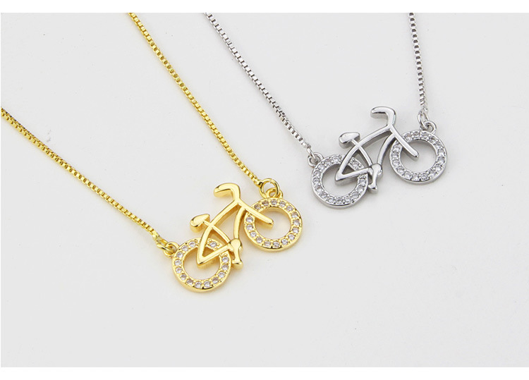 new bicycle series necklace female spot simple copper inlaid zirconium multi-style necklace